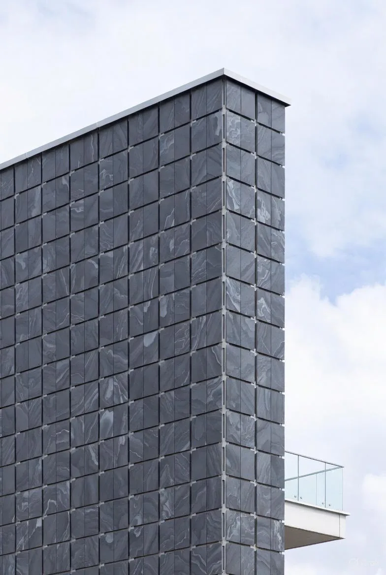 Close view of basalt paving joints and finish